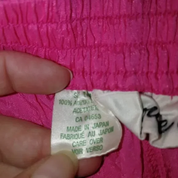 VINTAGE Y2K Bubble Pink Satin Light Silky High-rise Tapered Trouser Pants Small - Picture 10 of 14